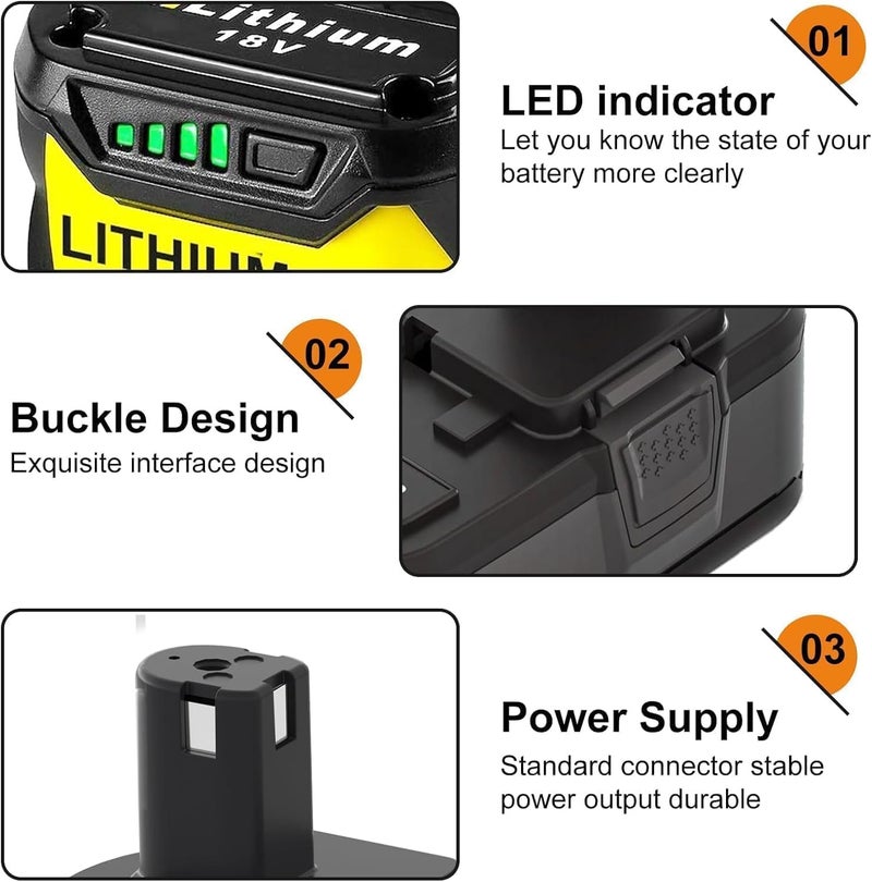 Topbatt Upgraded 2Pack 8000mAh Replacement for 18V 8.0Ah Battery Compatible with Ryobi 18 Volt Lithium Ion Battery P102 P103 P104 P105 P107 P109 P190 P191 P122 Cordless Power Tools - Image 3